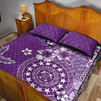 Cook Islands Quilt Bed Set Purple Hibiscus And Stars