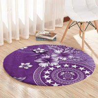 Cook Islands Round Carpet Purple Hibiscus And Stars