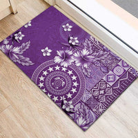 Cook Islands Rubber Doormat Purple Hibiscus And Stars