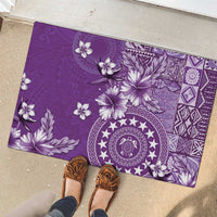 Cook Islands Rubber Doormat Purple Hibiscus And Stars