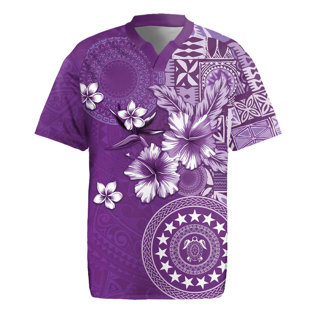 Cook Islands Rugby Jersey Purple Hibiscus And Stars