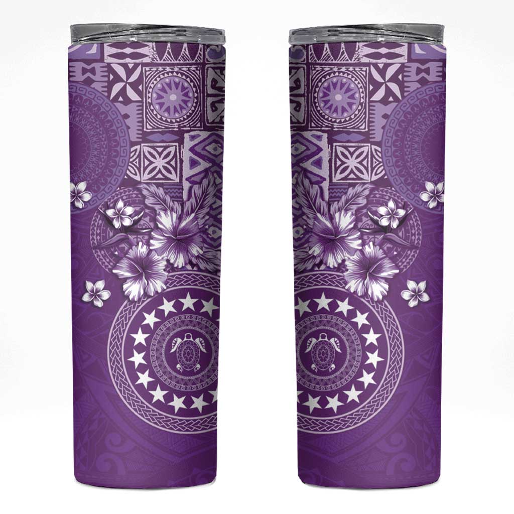 Cook Islands Skinny Tumbler Purple Hibiscus And Stars