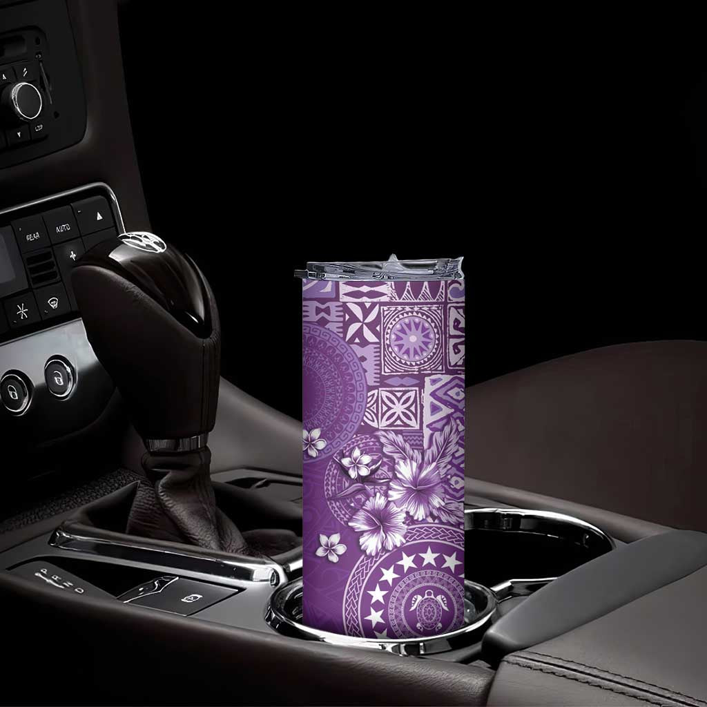 Cook Islands Skinny Tumbler Purple Hibiscus And Stars