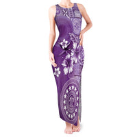 Cook Islands Tank Maxi Dress Purple Hibiscus And Stars