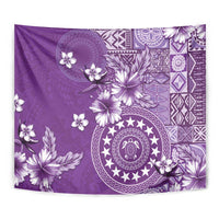 Cook Islands Tapestry Purple Hibiscus And Stars