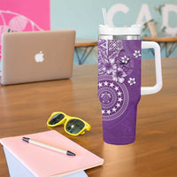 Cook Islands Tumbler With Handle Purple Hibiscus And Stars