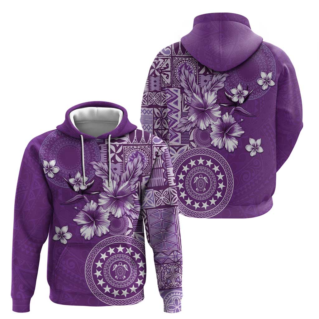 Cook Islands Zip Hoodie Purple Hibiscus And Stars