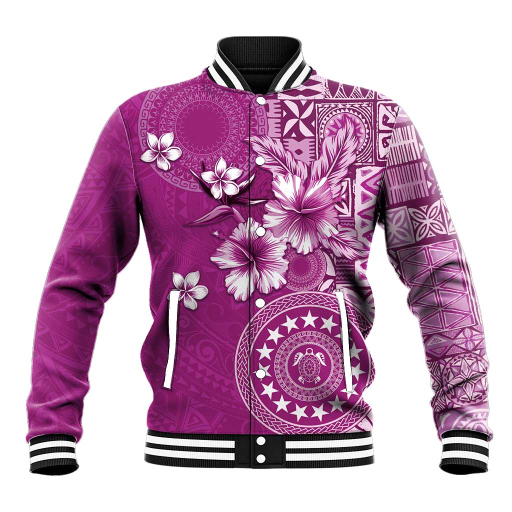 Cook Islands Baseball Jacket Fandango Hibiscus And Stars