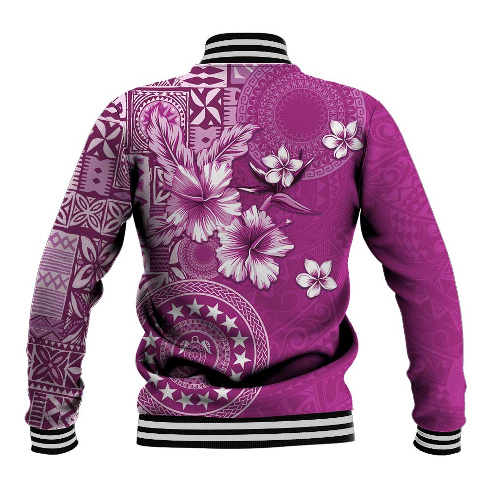 Cook Islands Baseball Jacket Fandango Hibiscus And Stars