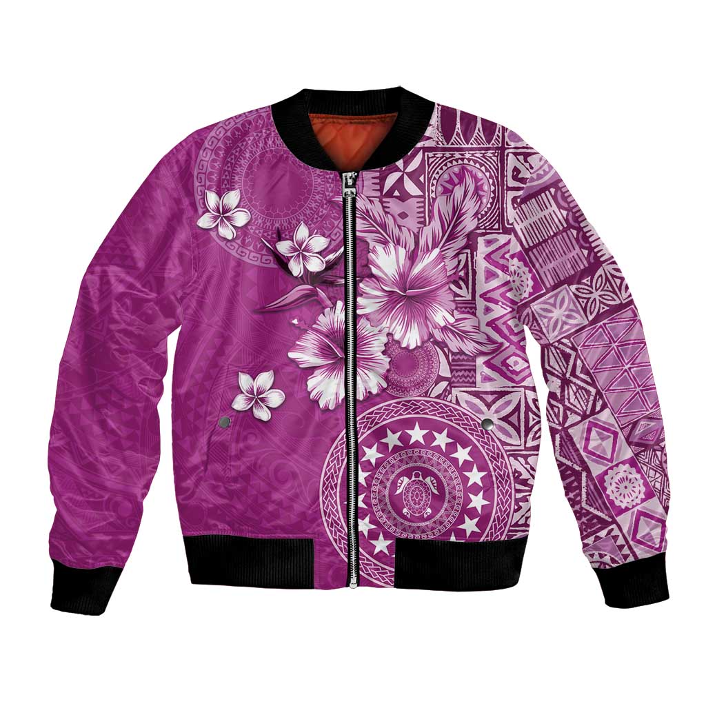 Cook Islands Bomber Jacket Fandango Hibiscus And Stars