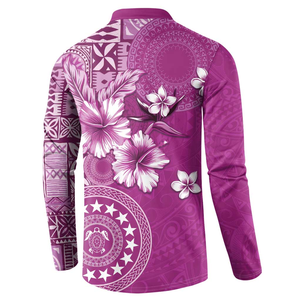 Cook Islands Button Sweatshirt Fandango Hibiscus And Stars