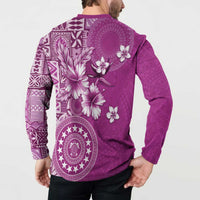 Cook Islands Button Sweatshirt Fandango Hibiscus And Stars