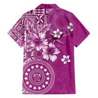 Cook Islands Family Matching Off The Shoulder Long Sleeve Dress and Hawaiian Shirt Fandango Hibiscus And Stars