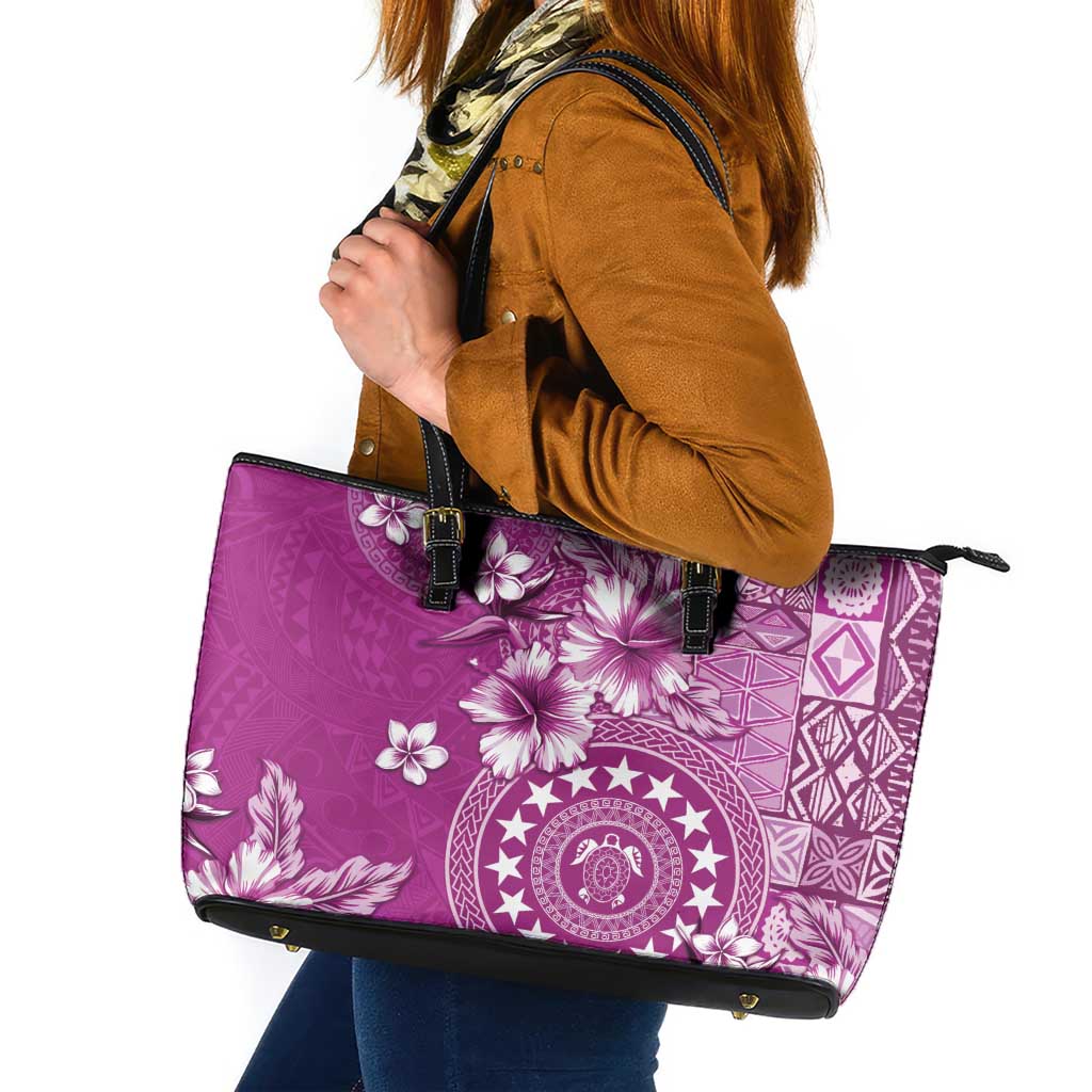 Cook Islands Leather Tote Bag Fandango Hibiscus And Stars