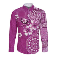 Cook Islands Long Sleeve Button Shirt Fandango Hibiscus And Stars