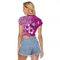 Cook Islands Raglan Cropped T Shirt Fandango Hibiscus And Stars