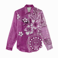 Cook Islands Women Casual Shirt Fandango Hibiscus And Stars