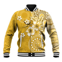Cook Islands Baseball Jacket Yellow Hibiscus And Stars