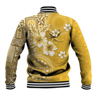 Cook Islands Baseball Jacket Yellow Hibiscus And Stars