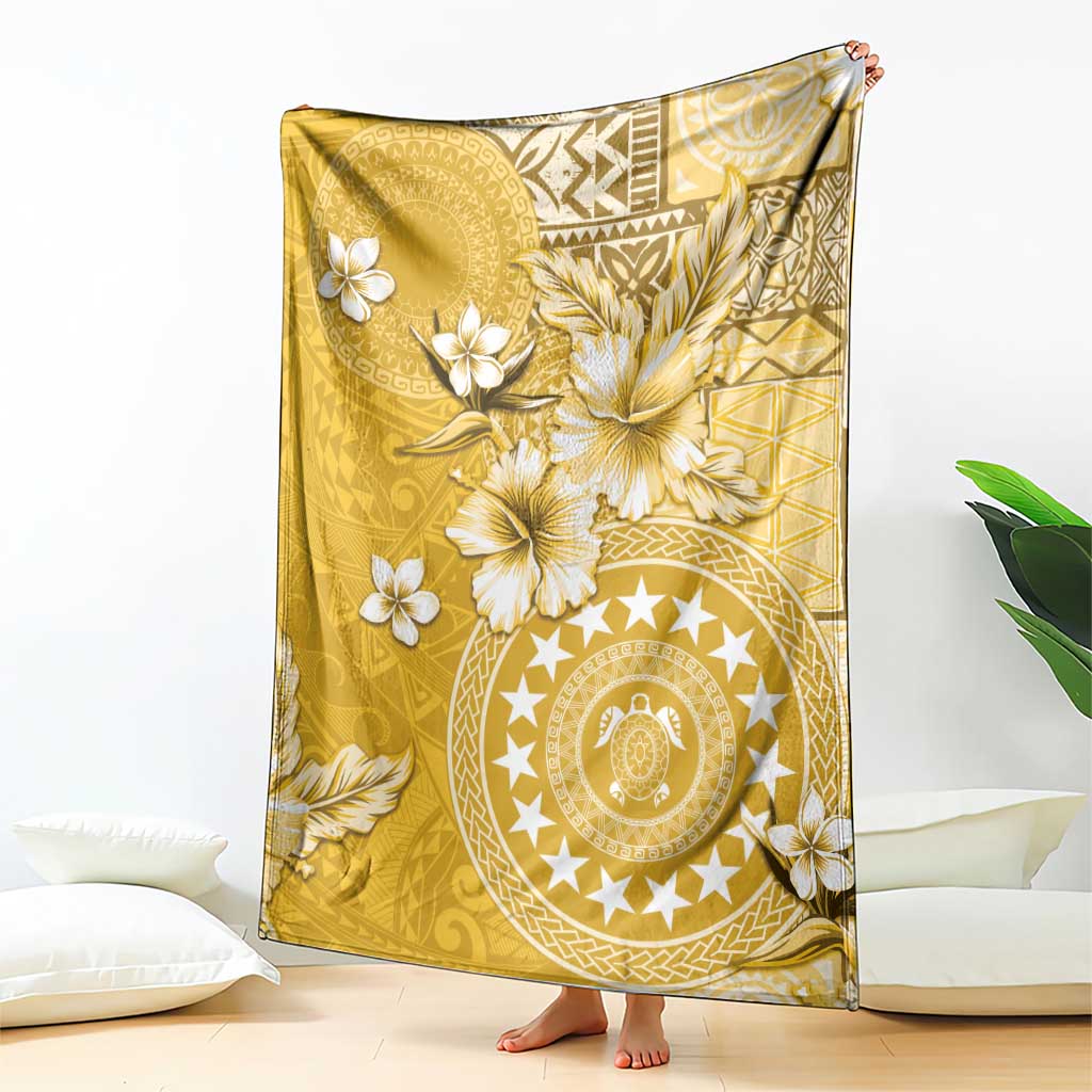 Cook Islands Blanket Yellow Hibiscus And Stars