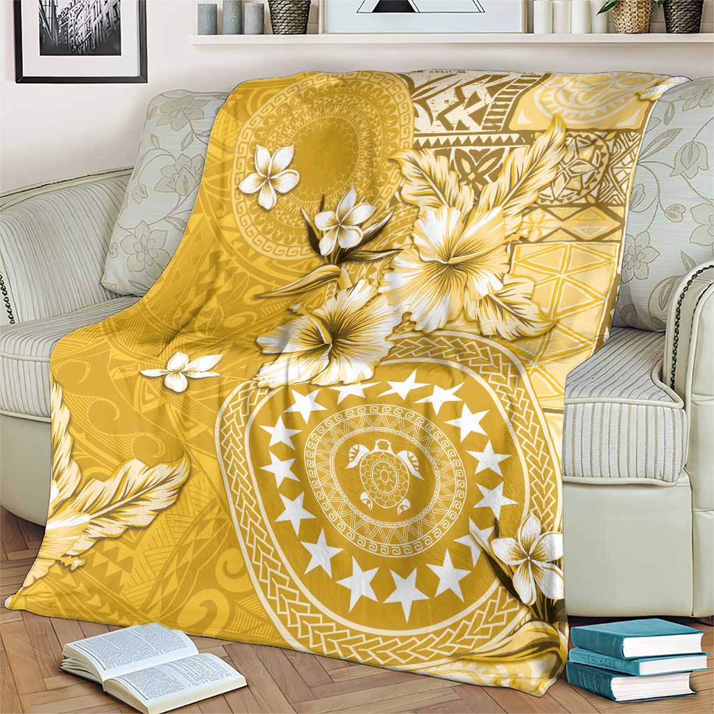 Cook Islands Blanket Yellow Hibiscus And Stars