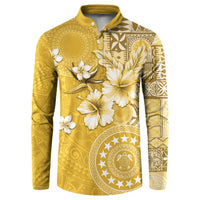 Cook Islands Button Sweatshirt Yellow Hibiscus And Stars