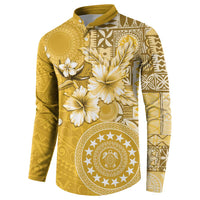 Cook Islands Button Sweatshirt Yellow Hibiscus And Stars