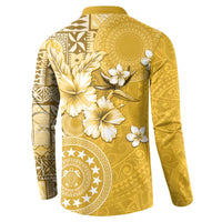 Cook Islands Button Sweatshirt Yellow Hibiscus And Stars
