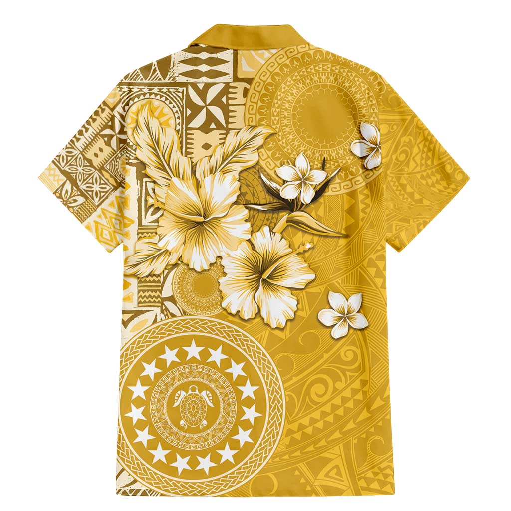 Cook Islands Family Matching Mermaid Dress and Hawaiian Shirt Yellow Hibiscus And Stars