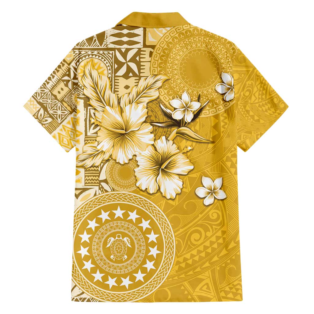 Cook Islands Family Matching Summer Maxi Dress and Hawaiian Shirt Yellow Hibiscus And Stars