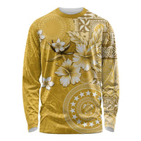 Cook Islands Long Sleeve Shirt Yellow Hibiscus And Stars