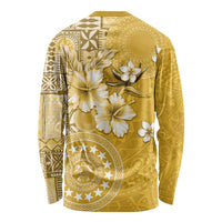 Cook Islands Long Sleeve Shirt Yellow Hibiscus And Stars