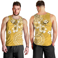 Cook Islands Men Tank Top Yellow Hibiscus And Stars