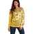 Cook Islands Off Shoulder Sweater Yellow Hibiscus And Stars