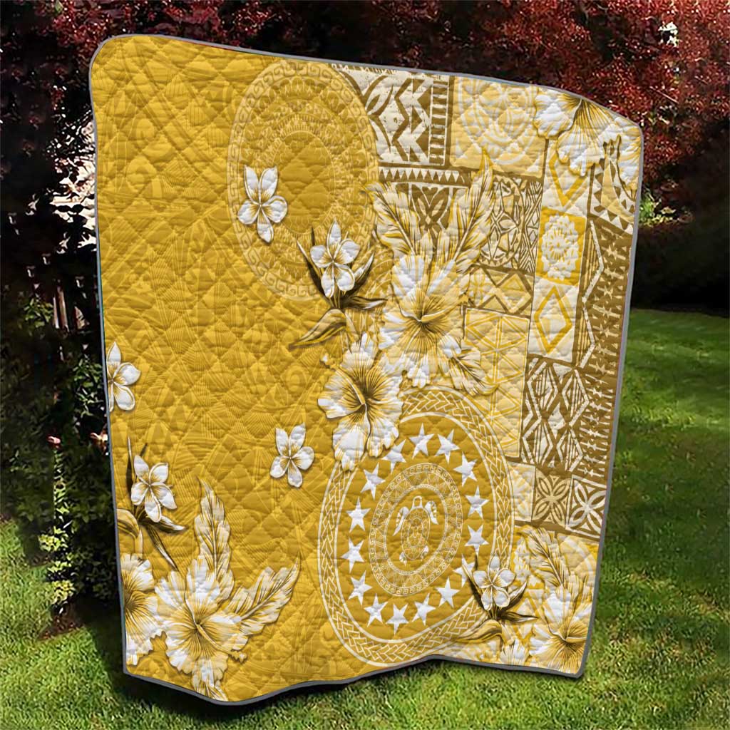Cook Islands Quilt Yellow Hibiscus And Stars