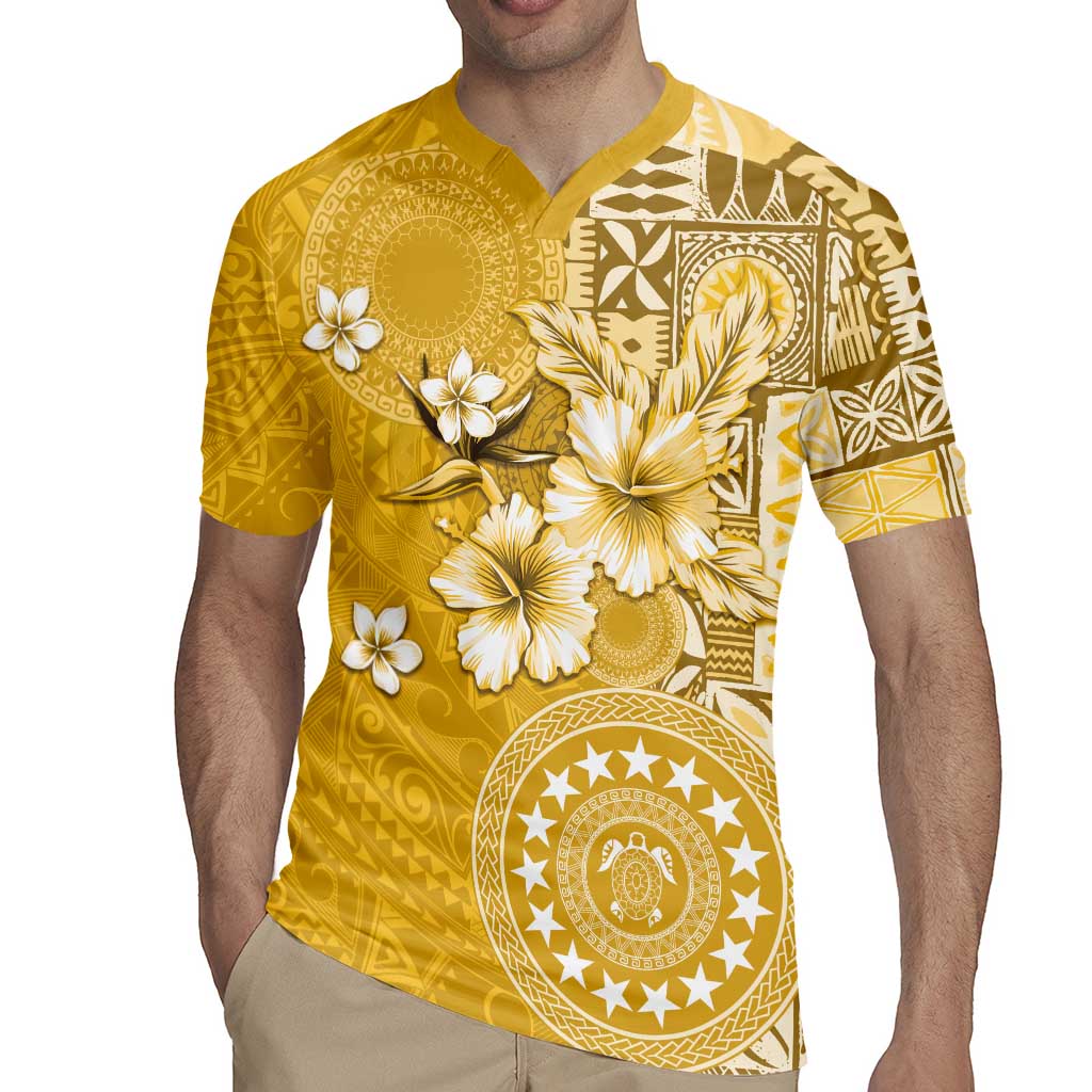 Cook Islands Rugby Jersey Yellow Hibiscus And Stars