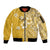 Cook Islands Sleeve Zip Bomber Jacket Yellow Hibiscus And Stars