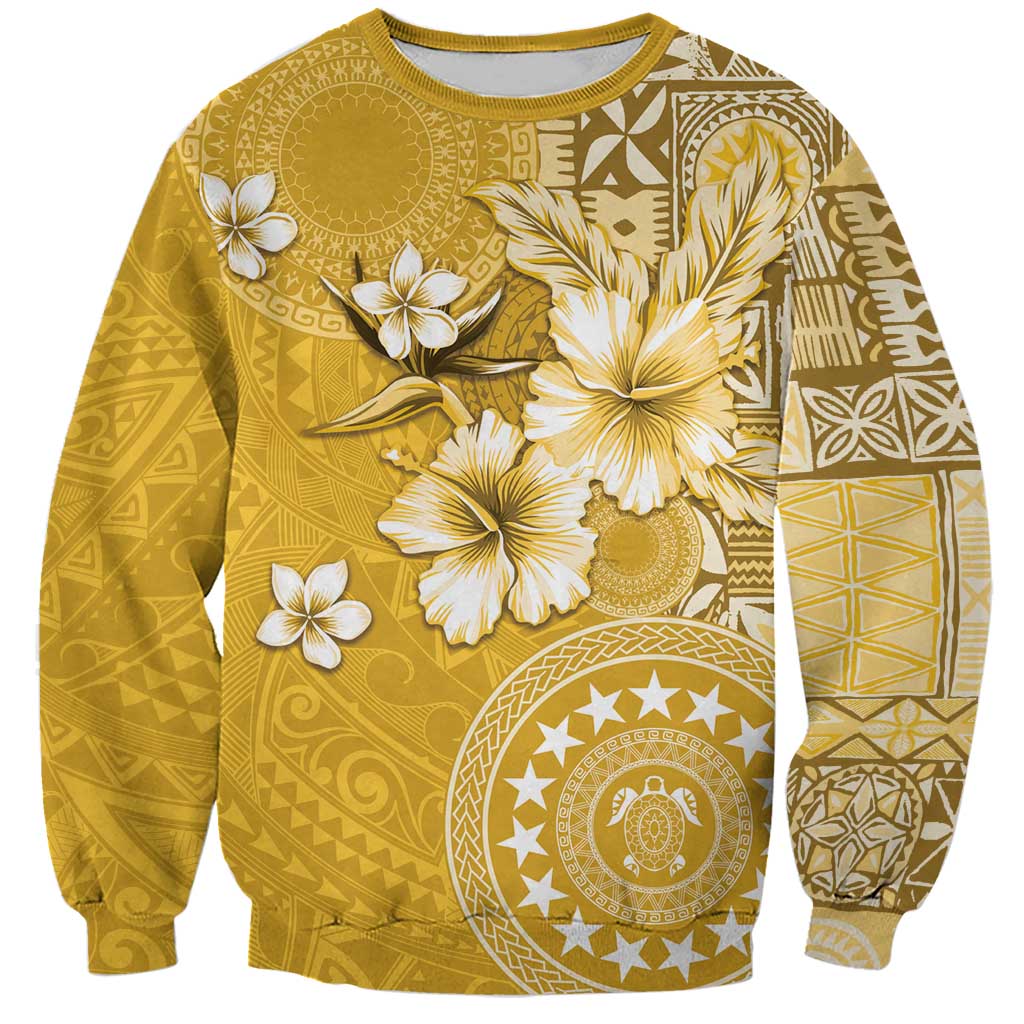 Cook Islands Sweatshirt Yellow Hibiscus And Stars