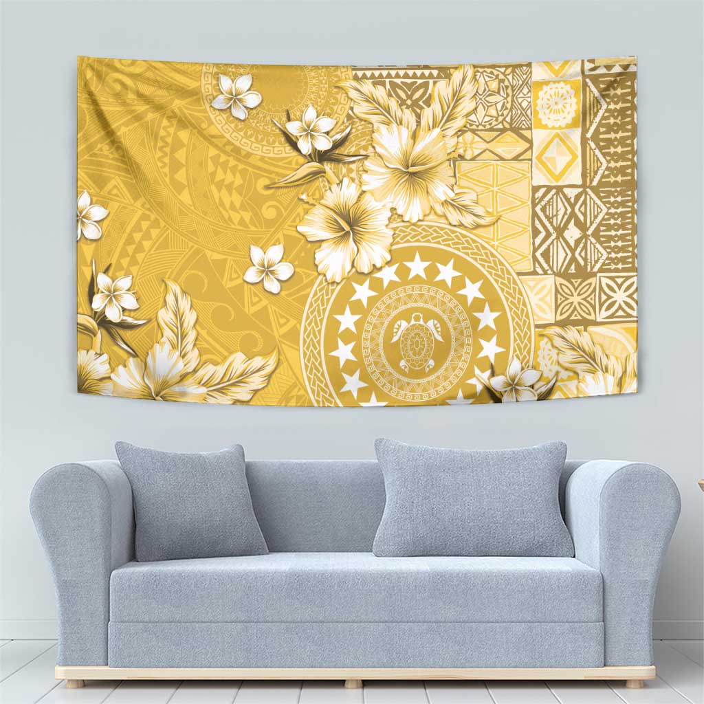 Cook Islands Tapestry Yellow Hibiscus And Stars