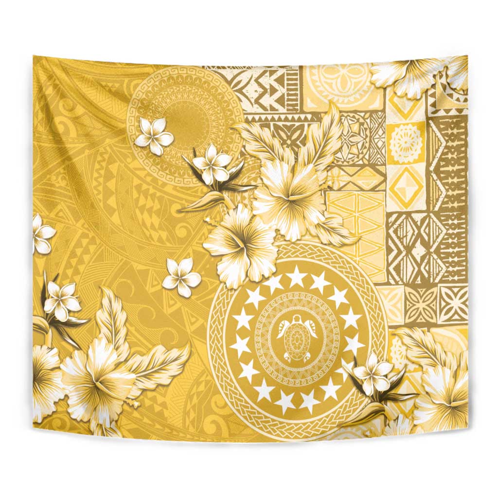 Cook Islands Tapestry Yellow Hibiscus And Stars