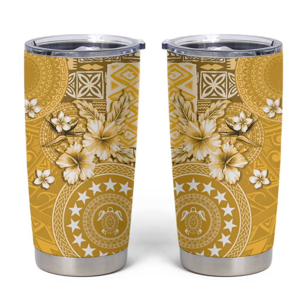 Cook Islands Tumbler Cup Yellow Hibiscus And Stars