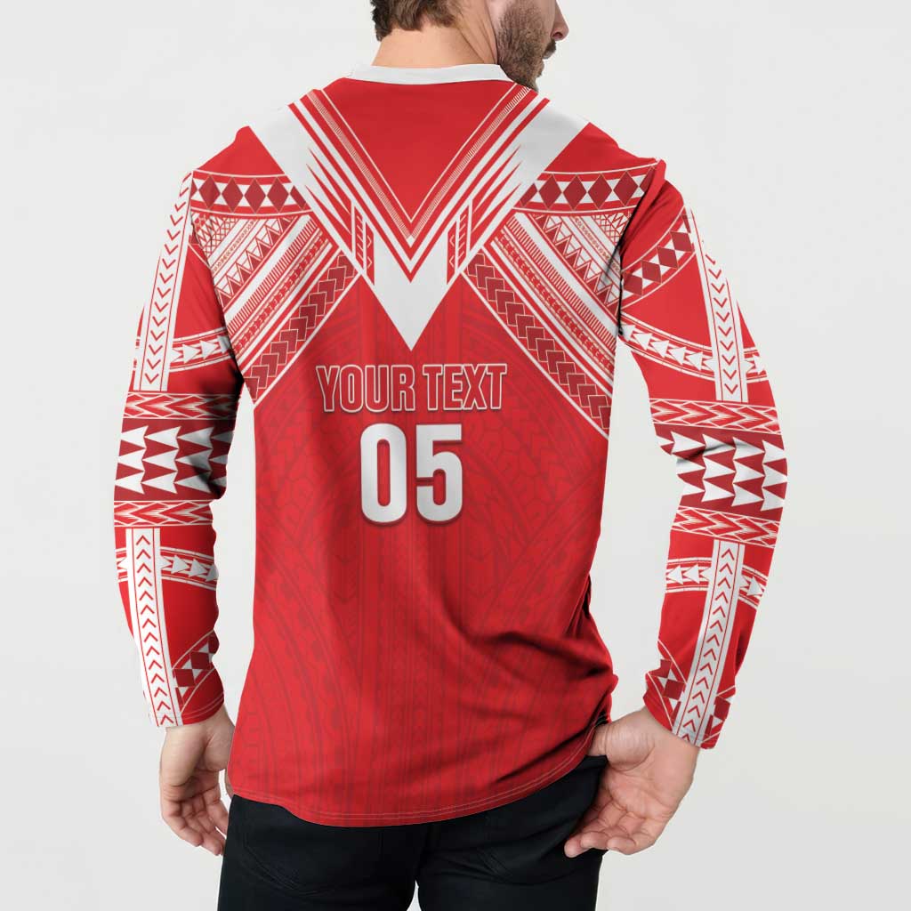 Custom Tahiti Football Button Sweatshirt Coat Of Arms Polynesian Tribal Pattern