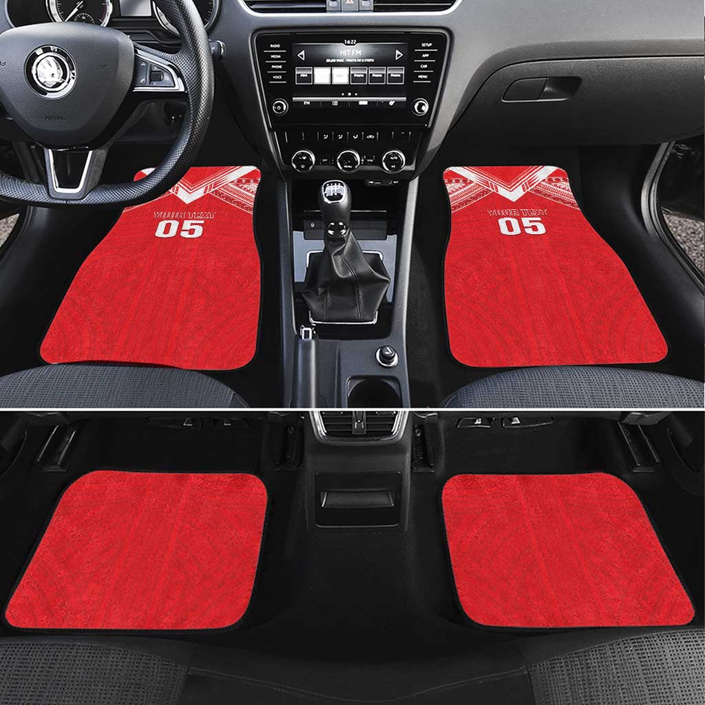Tahiti Football Car Mats Coat Of Arms Polynesian Tribal Pattern LT05 Set 4pcs Red - Polynesian Pride