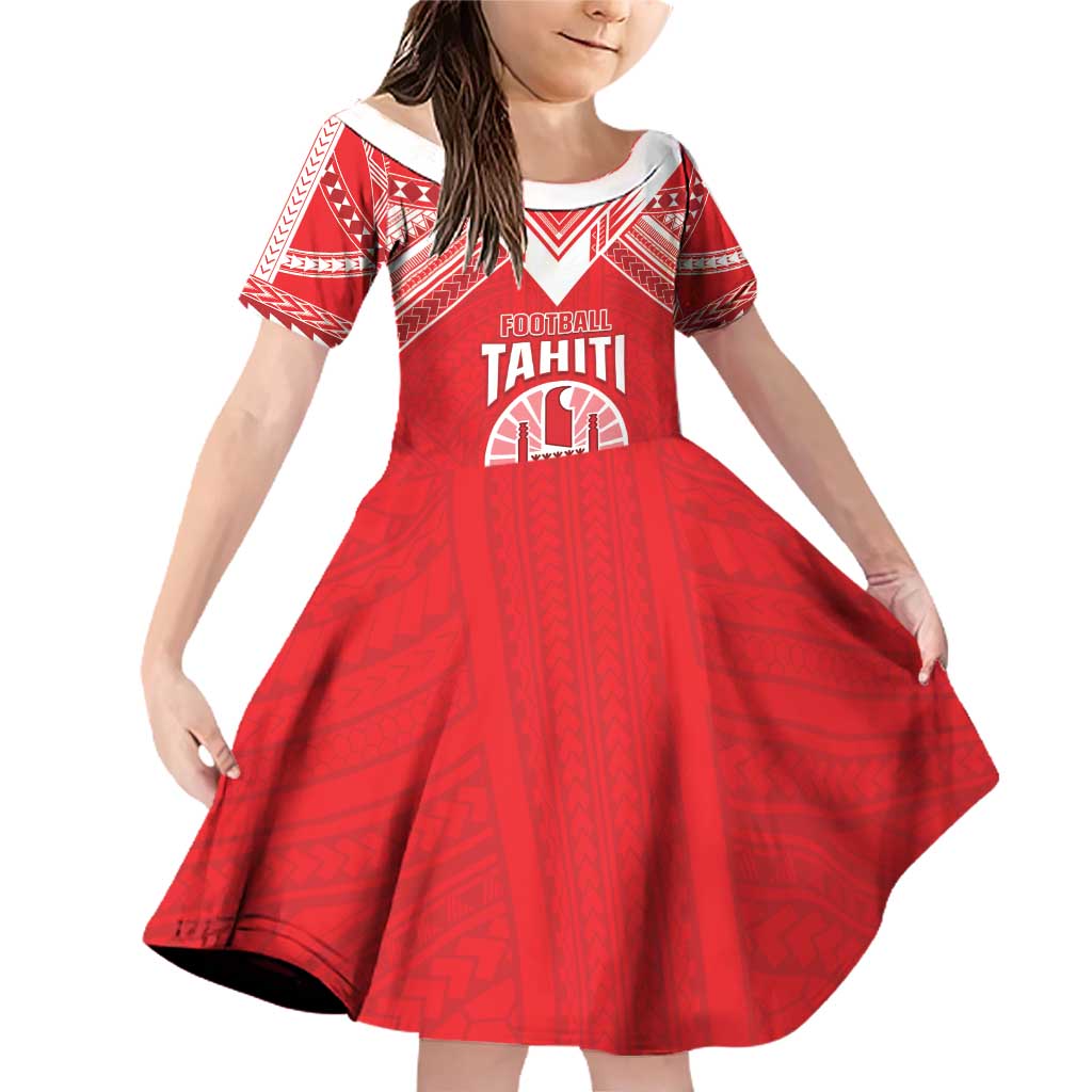 Custom Tahiti Football Family Matching Off Shoulder Short Dress and Hawaiian Shirt Coat Of Arms Polynesian Tribal Pattern