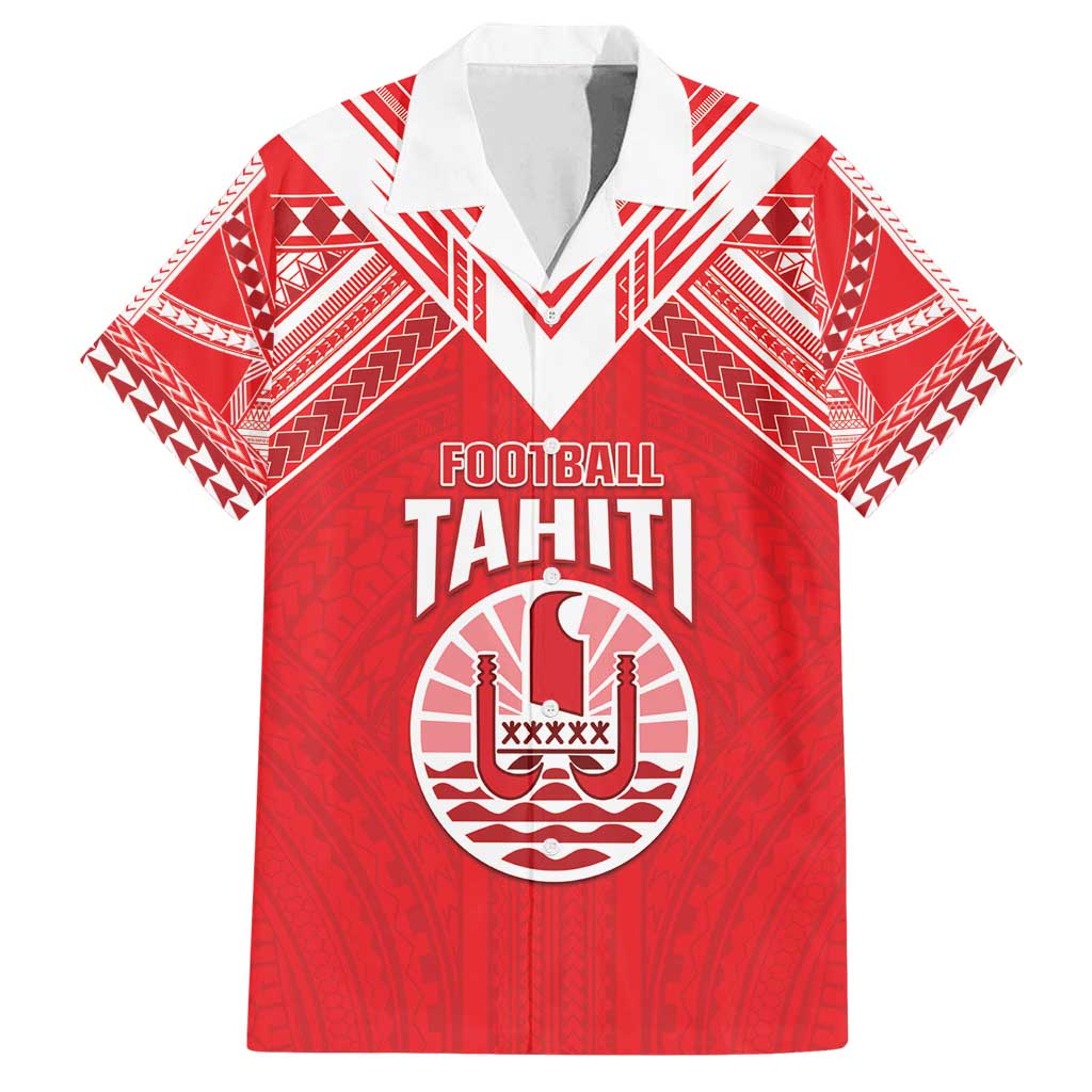 Custom Tahiti Football Family Matching Off Shoulder Short Dress and Hawaiian Shirt Coat Of Arms Polynesian Tribal Pattern