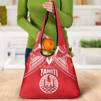 Tahiti Football Grocery Bag Coat Of Arms Polynesian Tribal Pattern
