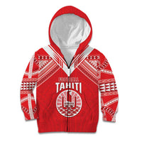Custom Tahiti Football Kid Hoodie Coat Of Arms Polynesian Tribal Pattern