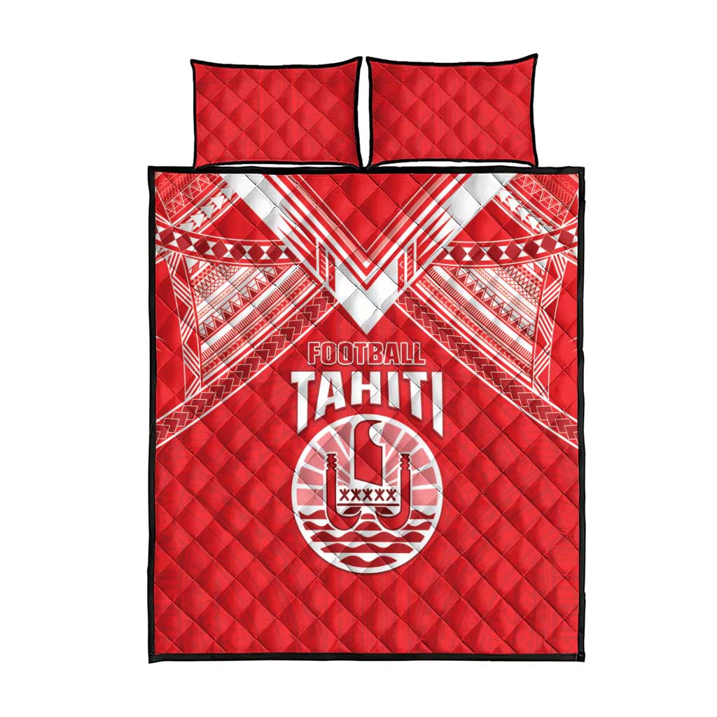 Tahiti Football Quilt Bed Set Coat Of Arms Polynesian Tribal Pattern