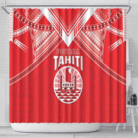 Tahiti Football Shower Curtain Coat Of Arms Polynesian Tribal Pattern