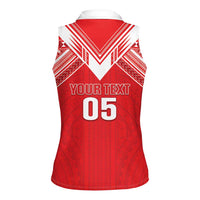 Custom Tahiti Football Women Sleeveless Polo Shirt Coat Of Arms Polynesian Tribal Pattern